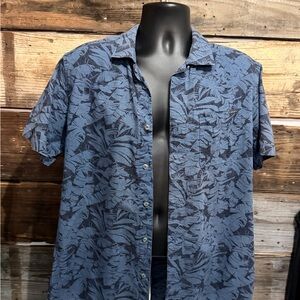 Eddie Bauer Blue Leaf Print Casual Shirt